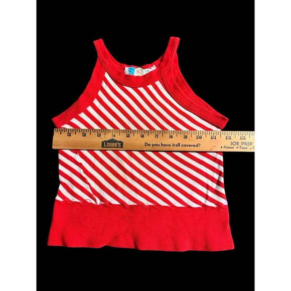 VTG 80s 90s Y2K PAUL HARRIS Red White Striped Tank Top Made Italy  Cotton Small - Picture 2 of 9
